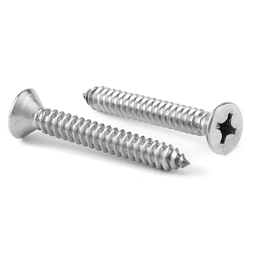 #10 x 1-1/4" Wood Screw 100Pcs 18-8 Stainless Steel Screws Flat Head Phillips by SGTZH