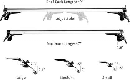 50" Universal Rooftop Crossbars, Adjustable Locking Luggage Crossbars Compatible - Image 3