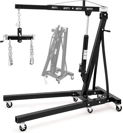 Engine Hoist with Lever, 2 Ton 4000 Lbs Heavy Duty Folding Cherry Picker Engine by GarveeTech