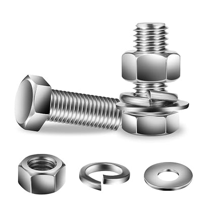 5/16-18 x 1-1/4" Hex Head Screw Bolt, Flat & Lock Washers, Fully Threaded by SGTZH