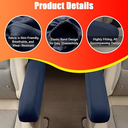 2PC Car Front Seat Armrest Covers, Universal Size Seat Arm Rest Cover, Flat - Image 3