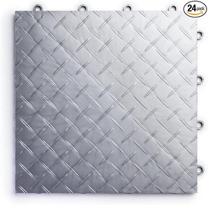 Big Floors RaceDeck Diamond Plate Design, Durable Interlocking Modular Garage by BigFloors