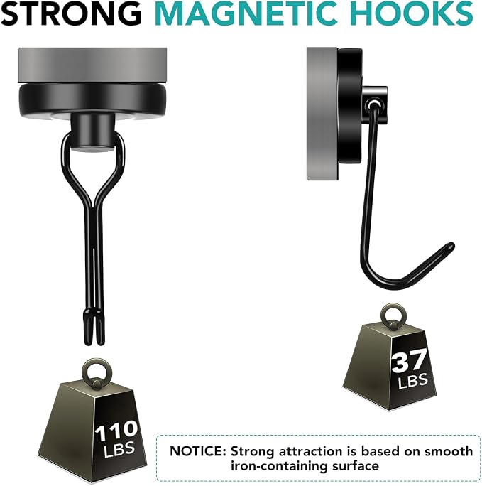 DIYMAG Black Magnetic Hooks, 110LBS Strong Magnetics Heavy Duty, Cruise Ship - Image 3