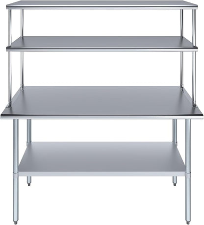 Amgood Stainless Steel Work Table Double Tier Overshelf | Metal Kitchen Prep - Image 2