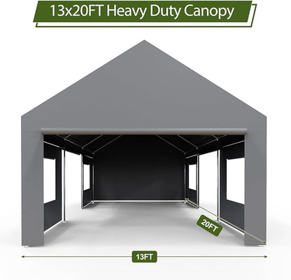 13x20 FT Heavy Duty Carport, Oversized Portable Garage - Image 2