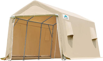 ADVANCE OUTDOOR 10X15 ft Garage Shelter Steel Metal Peak Roof Portable Storage by ADVANCEOUTDOOR