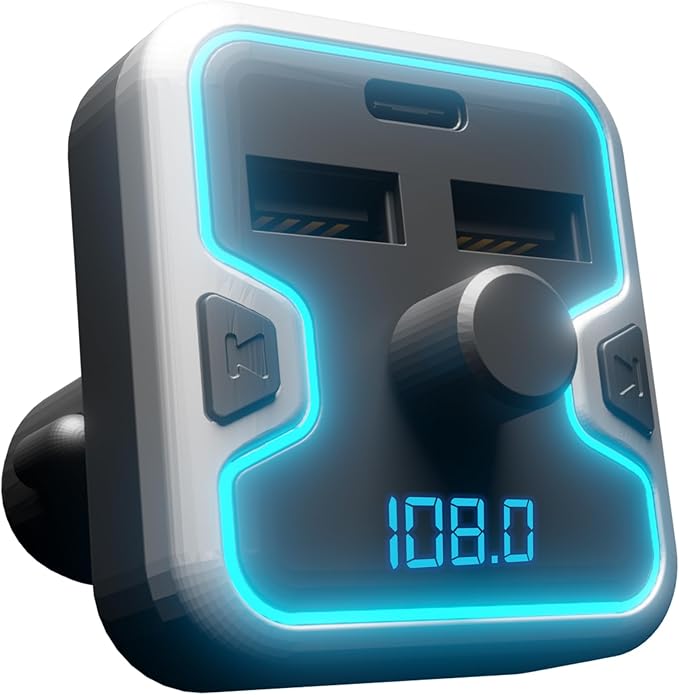 Car and Driver Bluetooth 5.0 FM Transmitter Charger, Dual USB-A and USB-C by CarandDriverConnectedCarEssentials