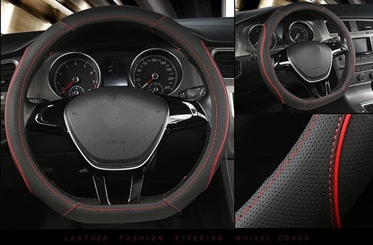 D Shape Car Steering Wheel Cover, Universal 15 inch Stitching Color Anti-Slip by Gmngis
