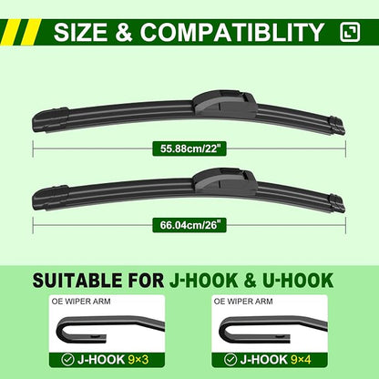 QUALITY 26in + 22in Premium All-Season Windshield Wiper Blades - Image 2