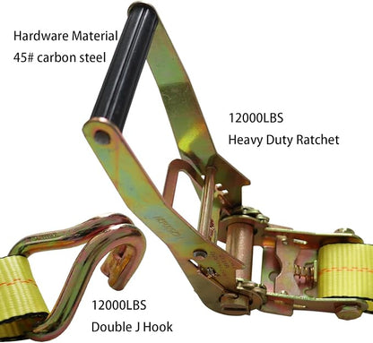 Ratchet Straps Heavy Duty 2" x 30' x 10000 lbs J Hook Tie Down Strap Ratcheting - Image 5