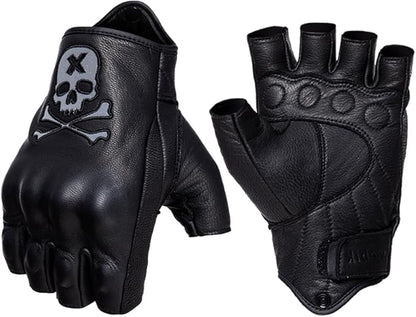 Goatskin Leather Motorcycle Motorbike Powersports Racing Gloves Reflective by Keebik
