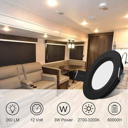 12 Volt LED Puck Light RV Boat Recessed Ceiling Light Super Slim LED Panel Light - Image 2