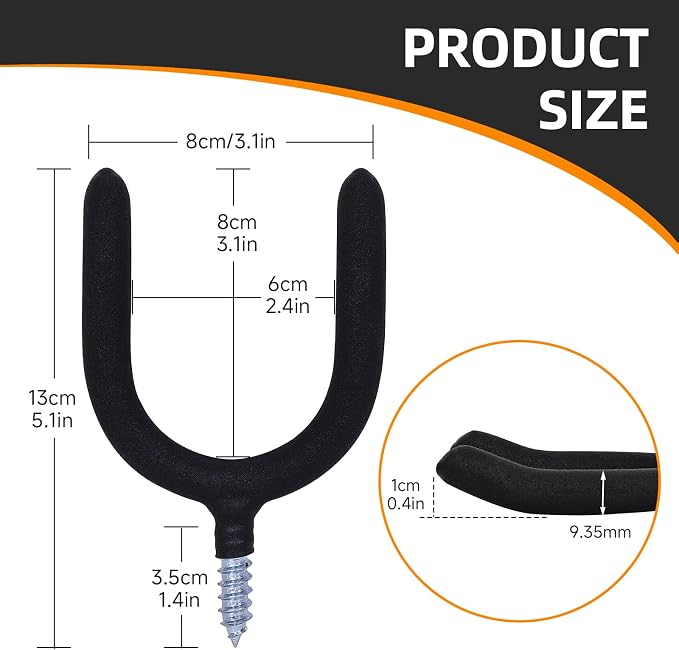 12 Pack Garage Storage System Steel U Hooks - Image 5