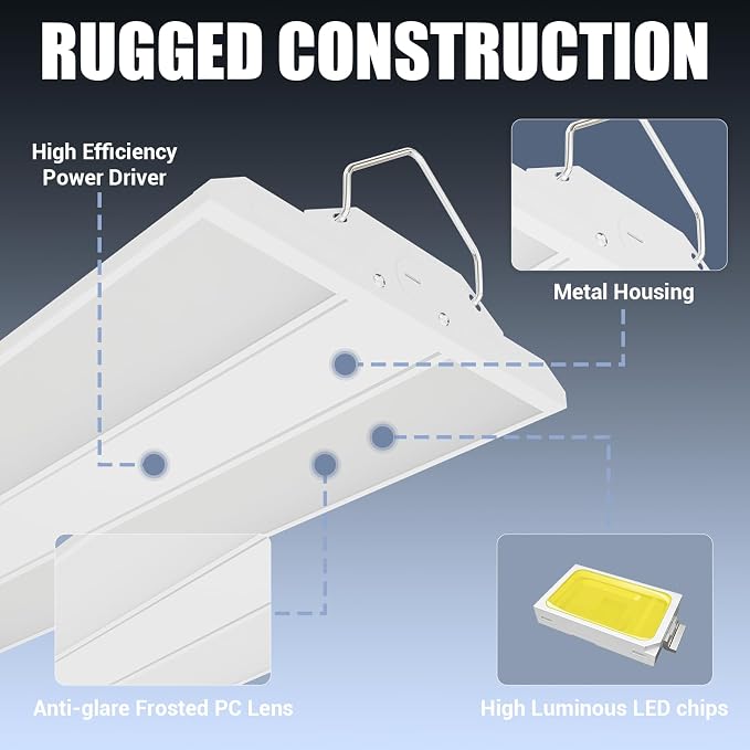 LED Linear Shop Lights 150W, 22500LM Led High Bay Lights 5000K Daylight 120-277V - Image 5
