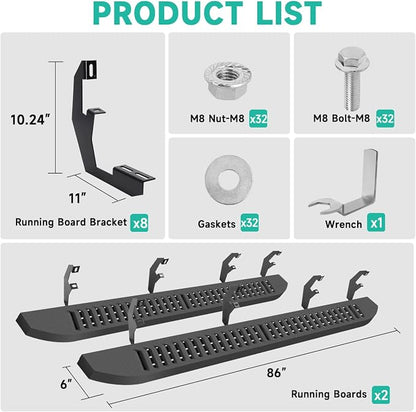 6'' Running Boards – Heavy-Duty Black Carbon Steel - Image 7