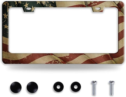 Vintage American Flag License Plate Frame Usa Flag License Plate Frames Funny by BRAGHRTED