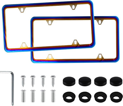 LivTee 4 Holes Stainless Steel License Plate Frames, Automotive Exterior by LivTee