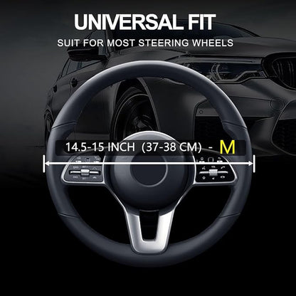 Leather Car Steering Wheel Cover, Non-Slip Car Wheel Cover Protector Breathable - Image 3