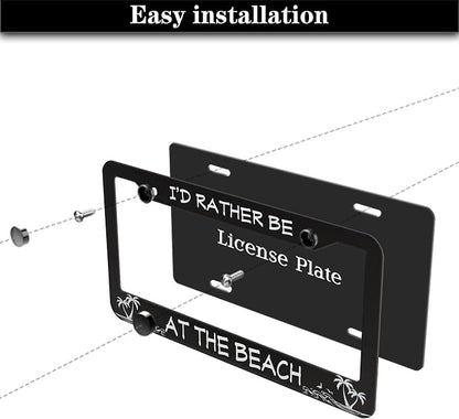 License Plate Frames Black and White License Plate Covers I'd Rather Be at The - Image 7