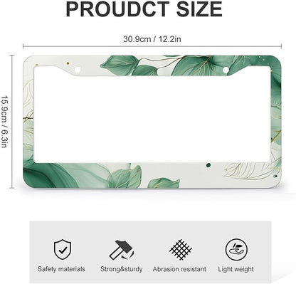 Watercolor Green Palm Leaves License Plate Frames - Image 2