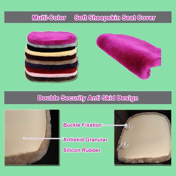Fluffy Genuine Sheepskin Car Back Seat Cover - Image 3