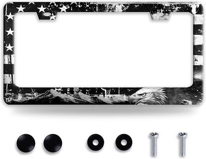 American Flag Eagle Mountains License Plate Frame Funny License Plate Holder by BRAGHRTED