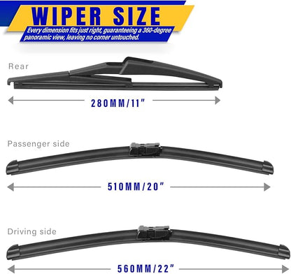 3 wipers Replacement for 2015-2020 2021 2022 2023 jeep renegade, Windshield - Image 2