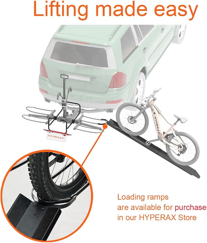 HYPERAX Volt RV -RV Approved Hitch Mounted 2 E Bike Rack Carrier - Image 6