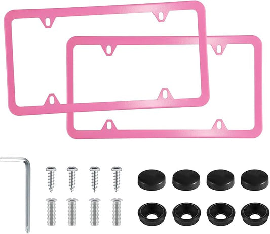 LivTee 4 Holes Stainless Steel License Plate Frames, Automotive Exterior by LivTee
