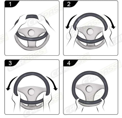 CAR PASS Rhombus Leather Universal Steering Wheel Cover, Fit - Image 3