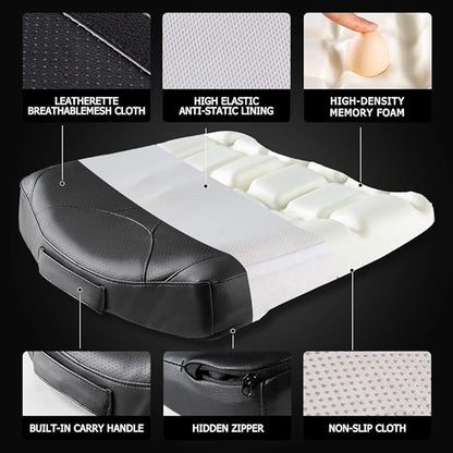 Leather Car Memory Foam Heightening Seat Cushion - Image 5