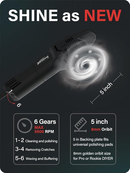 Buffer Polisher, 5-Inch 8MM Dual Action Random Orbital Car Polisher - Image 5