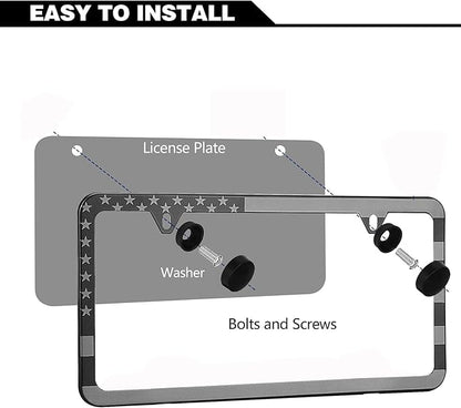 License Plate Frames, 2 Packs Front Rear Car Tags, Aluminum Alloy License Plate - Image 3