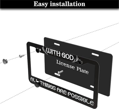 License Plate Frame Black and White Front License Plate Bracket - Image 7