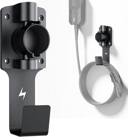 EV Charger Holder, with 180° Rotation Nozzle Dock, Metal J-Hook by FOCSPROD