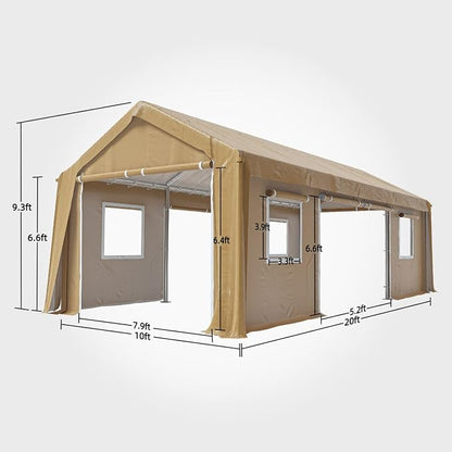 10x20FT Portable Garage, Galvanized Frame & 180 g PE Waterproof Canopy - Image 4