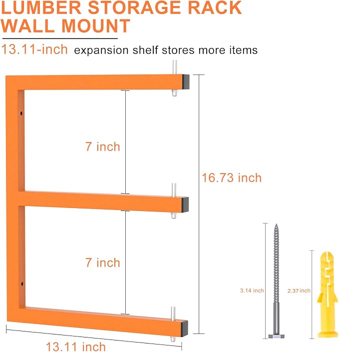 4 PACK Lumber Rack Wall-Mounted Lumber Storage Rack, Heavy Duty Wood Storage - Image 2