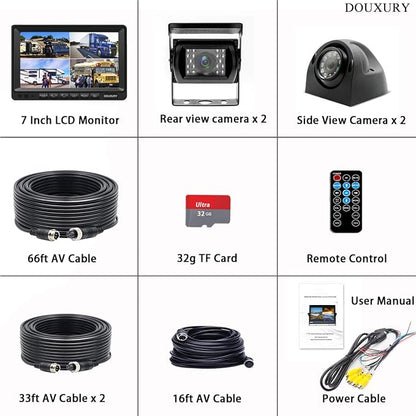 RV Backup Camera System with 7'' Quad Split 1080P Monitor - Image 9
