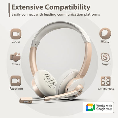Wireless Headset with Mic for Work, Wireless Headphones with USB Dongle - Image 5