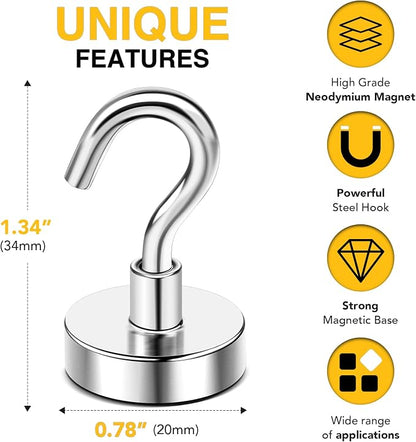 DIYMAG Magnetic Hooks, 50 LB Heavy Duty Magnet - Image 2