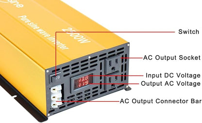 2500W Pure Sine Wave Inverter-36V DC to 110V 120V AC Power Converter - Image 2