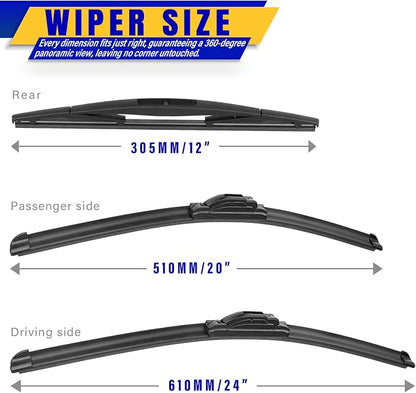 3 wipers Replacement for 2014-2018 BMW X5, Windshield Wiper Blades Original - Image 2
