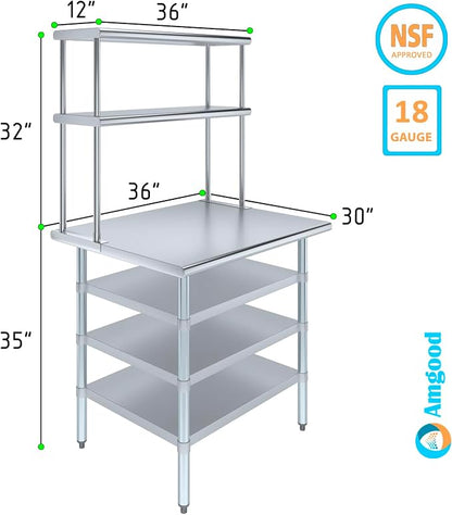 Amgood 30" x 36" Stainless Steel Work Table - Image 3