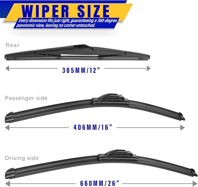 3 wipers Replacement for 2010-2015 Hyundai Tucson, Windshield Wiper Blades - Image 2