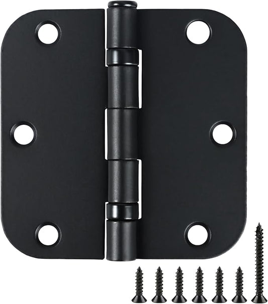 1 Pack Ball Bearing Door Hinges Matte Black 3.5 Inch 5/8" Radius Round Anti by TDCHINGES