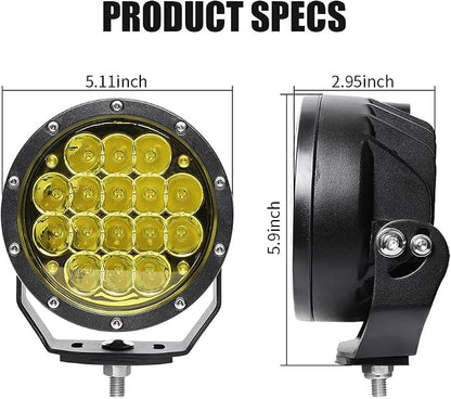 EXZEIT 5 Inch Amber LED Driving Lights - Image 3