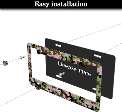 License Plate Protector Multicolor License Plate Frames Pink Camouflage Camo - Image 7