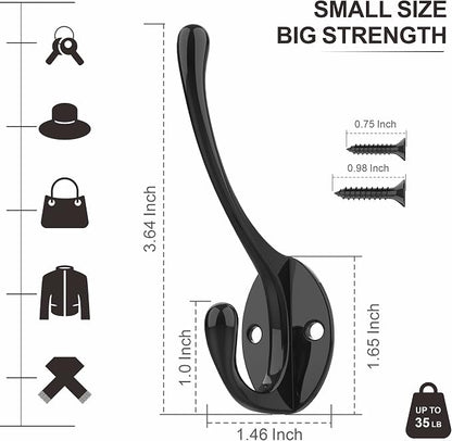 Coat Hooks | Wall Mount Coat Hangers | Black Metal Hooks - Image 3