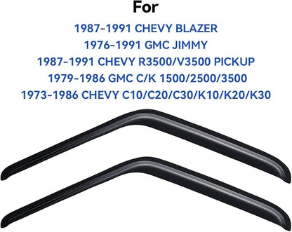 Window Visors Rain Guards for 1987-1991 Chevy Blazer, Out-Channel Window Vent - Image 2