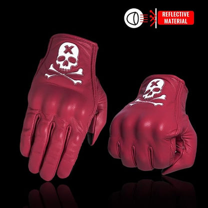 Goatskin Leather Motorcycle Motorbike Powersports Racing Gloves Reflective - Image 4